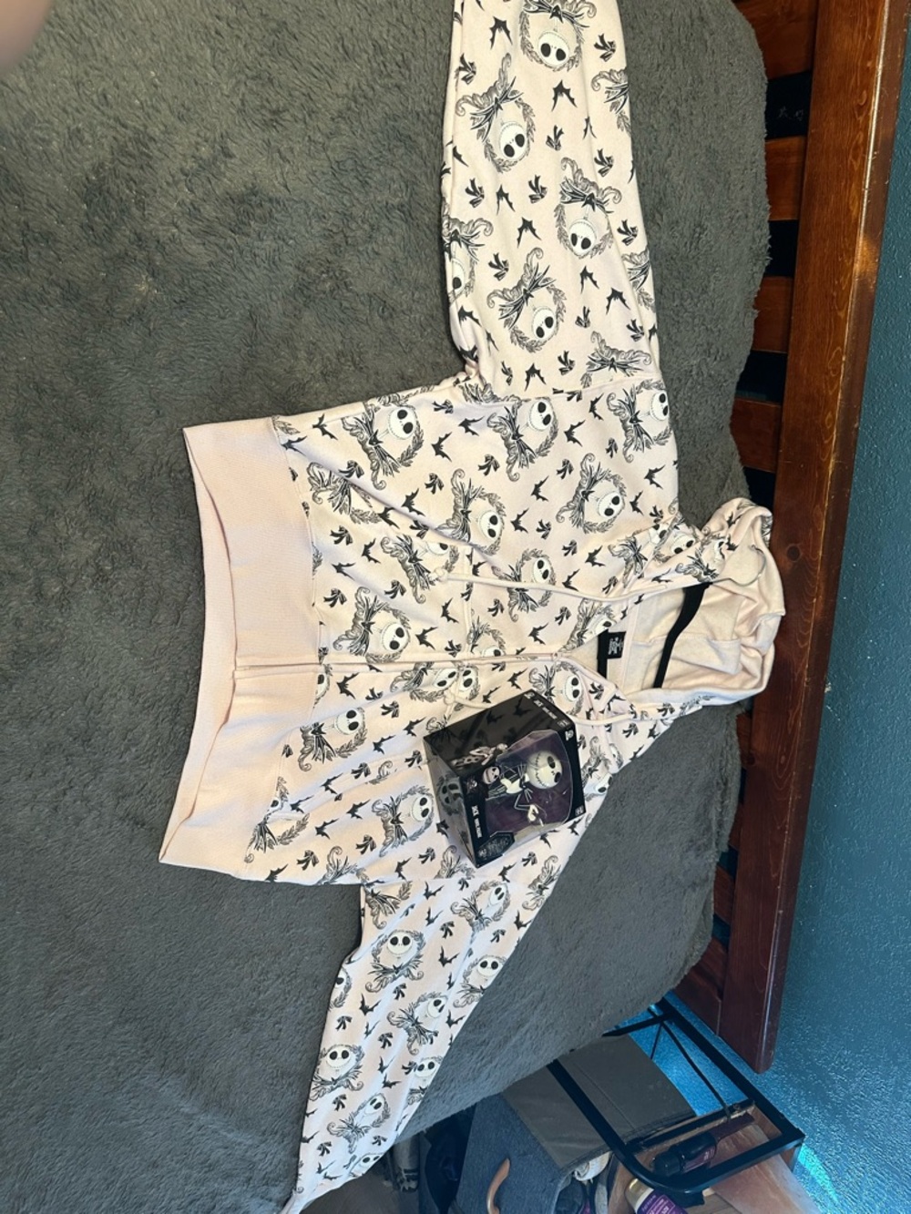 Disney Pink and Black Jack Skellington Patterned Zip Hoodie